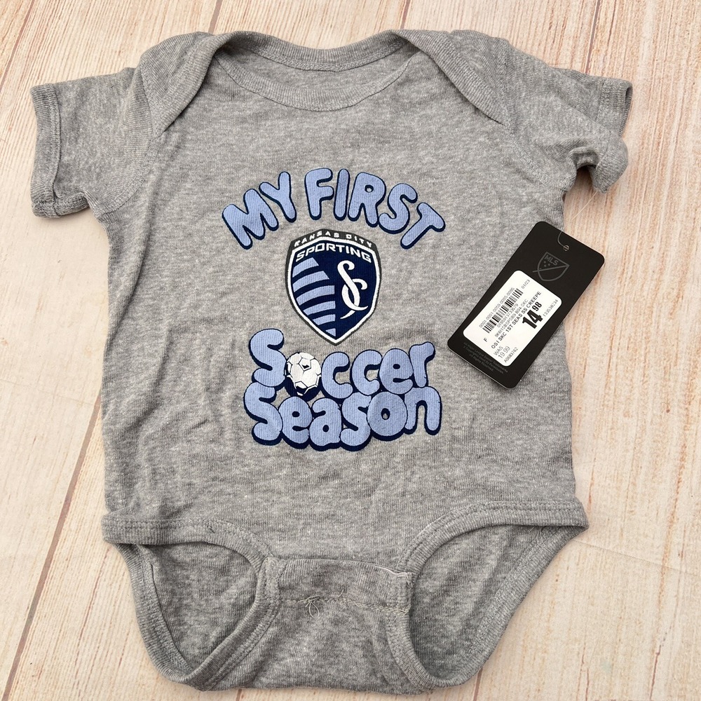 Outer Stuff Kansas City Sporting My First Soccer Season Gray Baby Bodysuit 12M